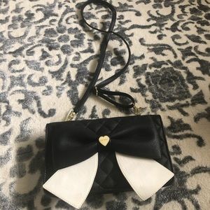 Betsy Johnson black and white clutch purse